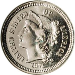 1871 3CN PR67 NGC. This is a fully reflective proof, b 