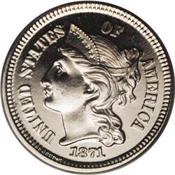 1871 3CN PR66 Cameo PCGS. The surfaces approach techni 