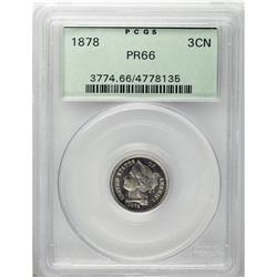 1878 3CN PR66 PCGS. A highly appealing representative 