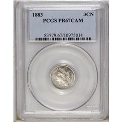 1883 3CN PR67 Cameo PCGS. Untoned, impeccably preserve 