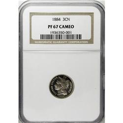 1884 3CN PR67 Cameo NGC. Deeply reflective with outsta 