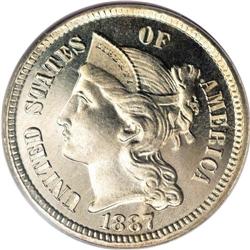 1887 3CN PR66 Cameo PCGS. 