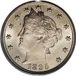 1895 5C MS66 PCGS. This is a bright, fully lustrous pi 