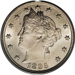 1895 5C MS66 PCGS. This is a bright, fully lustrous pi 