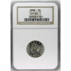 1888 5C PR67 NGC. Highly appealing and moderately refl 