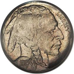 1915-S 5C MS66 PCGS. Champagne-gold patination dominat 