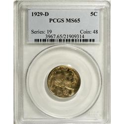 1929-D 5C MS65 PCGS. Lustrous, nicely preserved surfac 