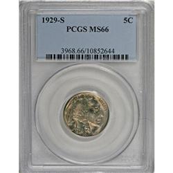 1929-S 5C MS66 PCGS. An apricot and steel-gray Premium 