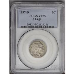 1937-D 5C 3 LEGS VF35 PCGS.From The Ron W. Keeney Coll 