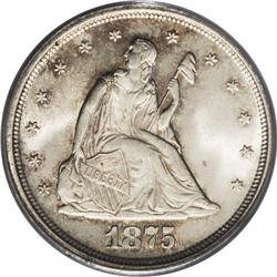 1875-S 20C MS66 PCGS. FS-20-1875S-302. The mintmark is 