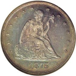 1875 20C PR66 NGC. Beautiful target toning sports aqua 