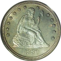 1880 25C PR66 PCGS. Sharply impressed and moderately r 