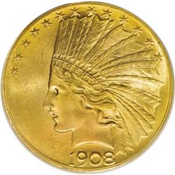 1908 $10 Motto MS66 PCGS. Introduction of the new ten 