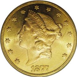 1877 $20 MS64 PCGS. Many of the Liberty Head double ea 