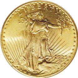 1925 $20 MS67 PCGS. The 1925 double eagle is readily o 