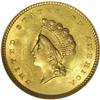 Image 1 : 1854 G$1 Type Two MS64 NGC. The relatively small quant 