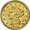 Image 1 : 1850-C $2 1/2 MS61 NGC. Variety 12-G. A more available 