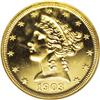 Image 1 : 1903 $5 PR65 Cameo NGC. Early 20th century proof gold 