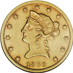 1860-S $10 AU55 NGC. In the early years of San Francis 