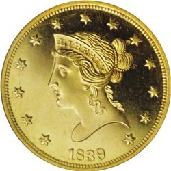 1839/8 $10 Type of 1838 PR67 Ultra Cameo NGC. This is 