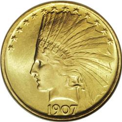 1907 $10 No Periods MS67 NGC. A magnificent Superb Gem 