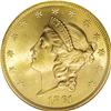 Image 1 : 1861 $20 MS64 NGC. Uncommonly sharp with a bright, fro 