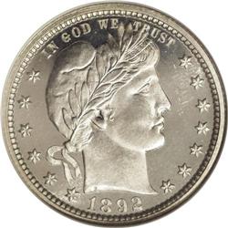 1892 25C PR67 Cameo NGC. Type Two Reverse. Nearly bril 