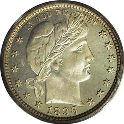 1896 25C PR66 PCGS. Thin, hazy patina haunts the moder 