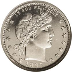 1897 25C PR67 Cameo NGC. Brilliant silver-white surfac 