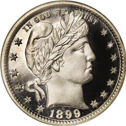 1899 25C PR67 S Cameo NGC. The startling white-on-bla 