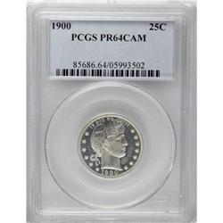 1900 25C PR64 Cameo PCGS. Both sides display moderate 