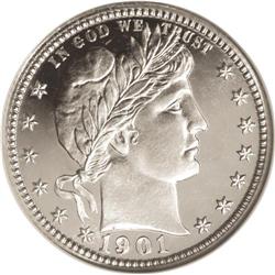 1901 25C PR67 Cameo NGC. Exceptional contrast results 