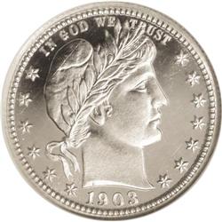 1903 25C PR67 Cameo NGC. This brilliant Superb Gem fea 