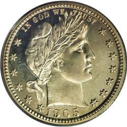 1905 25C PR67 PCGS. One of just 727 specimens coined a 
