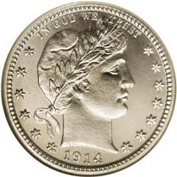 1914 25C PR67 NGC. A hint of gold on the obverse devic 