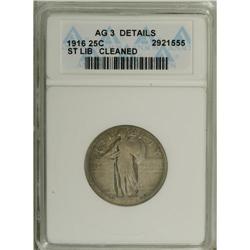1916 25C --Cleaned--ANACS. AG3 Details. The lower loop 
