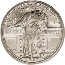 1917-S 25C Type One MS66 Full Head PCGS. Both sides of 