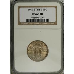 1917-S 25C Type Two MS63 Full Head NGC. Softly lustrou 