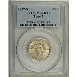 1917-S 25C Type Two MS64 Full Head PCGS. Choice with l 
