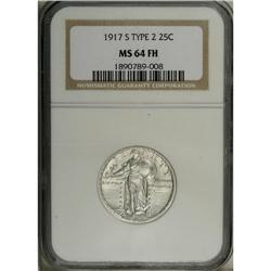 1917-S 25C Type Two MS64 Full Head NGC. This satiny ne 