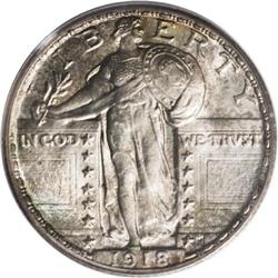 1918 25C MS66 Full Head PCGS. The obverse of this deli 