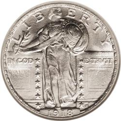 1918-D 25C MS67 NGC. This Superb Gem has brilliant sil 