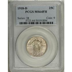 1918-D 25C MS64 Full Head PCGS. Well struck except for 