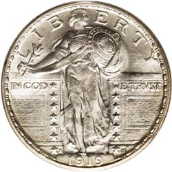 1919-S 25C MS64 PCGS. Bright luster radiates from well 