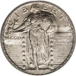 1919-S 25C MS65 PCGS. Vibrant luster adorns each side 