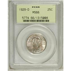 1929-D 25C MS66 PCGS. Blue-violet patina with reddish- 