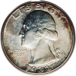 1932-D 25C MS64 PCGS. This near-Gem has satiny silver 