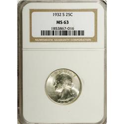 1932-S 25C MS63 NGC. Select and essentially untoned wi 