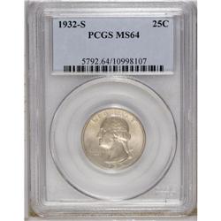 1932-S 25C MS64 PCGS. The satiny silver-gray surfaces 