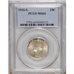 1932-S 25C MS64 PCGS. Lustrous surfaces are visited by 